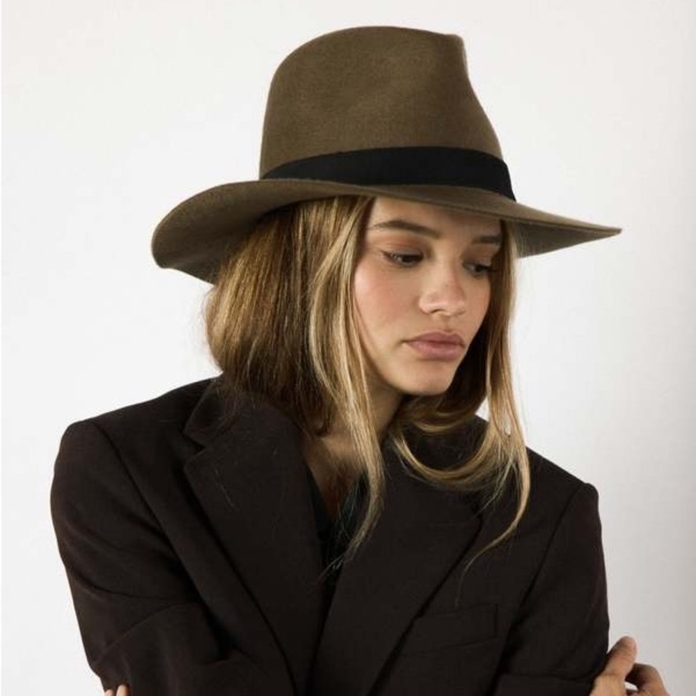 Janessa Leone Luca Packable Wool Fedora Hat XL NWT